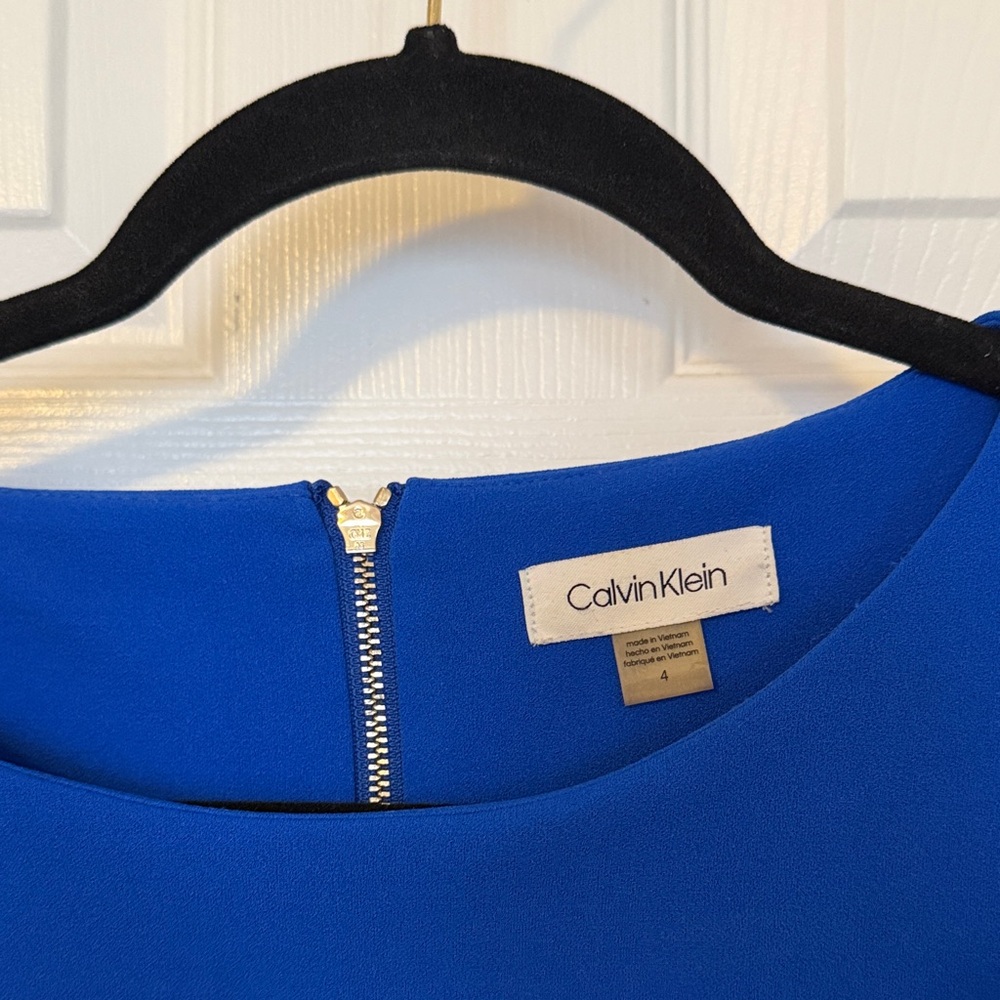 Calvin Klein Blue Ruffle Sleeve Dress - Picture 2 of 3
